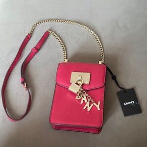 DKNY Fuchsia Crossbody Bag with Gold Accents